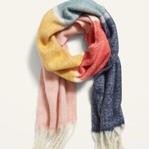 Old Navy Cozy Soft-Brushed Fringed Winter Scarf Multi Stripe NWOT!